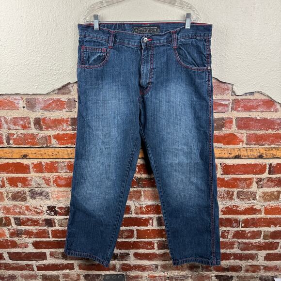 Vintage Southpole Jeans Size 36 Dark Wash Faded Straight Leg Baggy Loose Fit Y2K - Picture 1 of 7